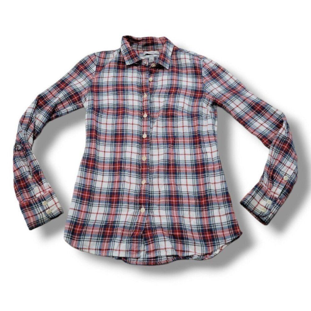 J.Crew Top Size 00 J. Crew Perfect Shirt Button Up Shirt Long Sleeve Plaid Shirt